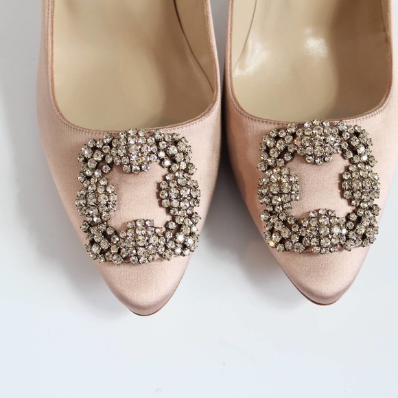 Manolo Blahnik Nude Heels with Embellished Buckle - Picture 6 of 11
